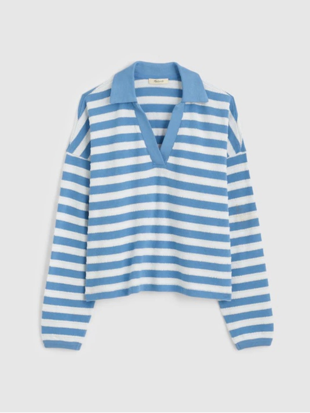 Madewell Relaxed Polo Shirt Stripe Mau Mau Aster Blue
